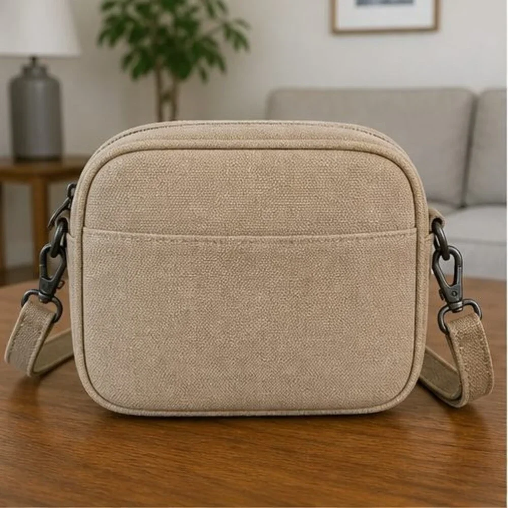 Sand Canvas Crossbody Bag